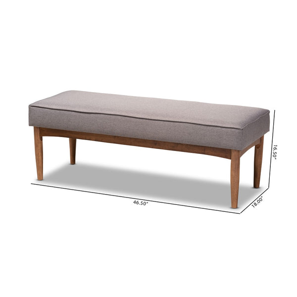 Baxton Studio Baxton Studio Arvid Mid-Century Modern Gray Upholstered Dining Bench for Stylish Spaces & Gatherings BBT8051-Grey-Bench