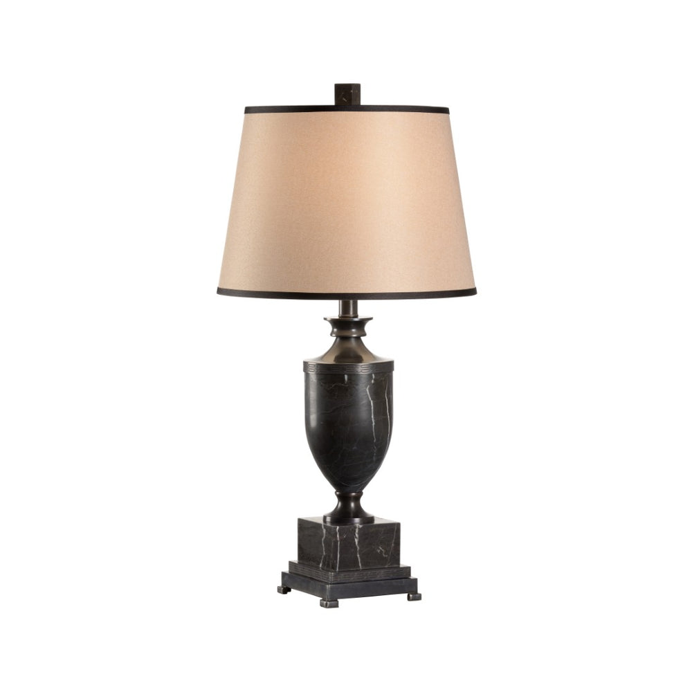 Wildwood Marble Urn Lamp Hand-Finished Black Marble With Antique Bronze Patina, Solid Brass Accents, 33" Tall 9308