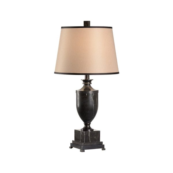 Wildwood Marble Urn Lamp Hand-Finished Black Marble With Antique Bronze Patina, Solid Brass Accents, 33" Tall 9308
