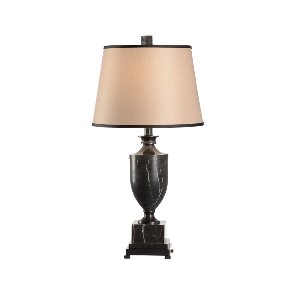 Wildwood Marble Urn Lamp Hand-Finished Black Marble With Antique Bronze Patina, Solid Brass Accents, 33" Tall 9308