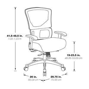OSP Home Furnishings Big and Tall Ergonomic Office Chair with Breathable Matrix Back and Lumbar Support 639-3T1763-R113