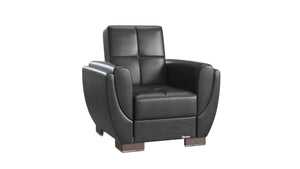 English Elm Primenest Skyhaven Convertible Armchair With Storage - Stylish Sleeper For Small Spaces, Black-Pu B030P286176-GIGA