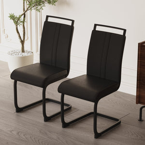 English Elm Modern Dining Chairs Set Of 2 - Pu Faux Leather Upholstered High Back With Stylish C-Shaped Base T2396P279772