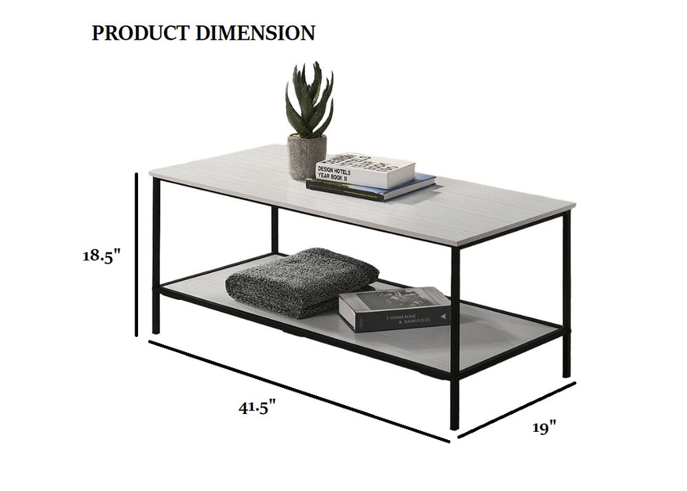 English Elm White Modern 3pc Table Set with Angular Geometric Metal Bases, Engineered Wood Surfaces, Sleek Living Room White 47 L x 21 W x 5 H B2741P392070