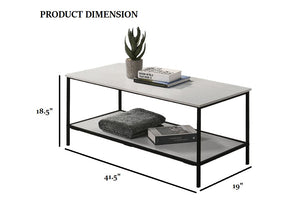 English Elm White Modern 3pc Table Set with Angular Geometric Metal Bases, Engineered Wood Surfaces, Sleek Living Room White 47 L x 21 W x 5 H B2741P392070