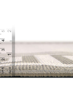 Unique Loom Outdoor Coastal Caye Machine Made Border Rug Ivory, Gray 7' 10" x 7' 10"