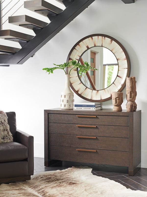 Lexington Barclay Butera Bridgewater Elegant Single Dresser In Rich Dark Mocha With Artisan Bronze Hardware And 4 Drawers Canyon  930-221