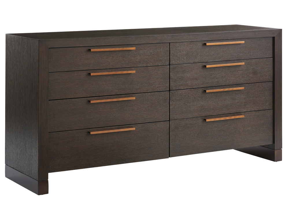 Lexington Barclay Butera Skylark Double Dresser: Elegant Quartered White Oak Design With Artisan Bronze Accents For Luxury Storage Canyon  930-222