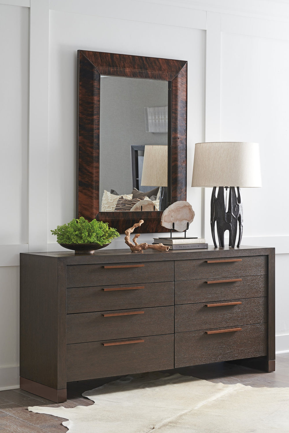 Lexington Barclay Butera Skylark Double Dresser: Elegant Quartered White Oak Design With Artisan Bronze Accents For Luxury Storage Canyon  930-222