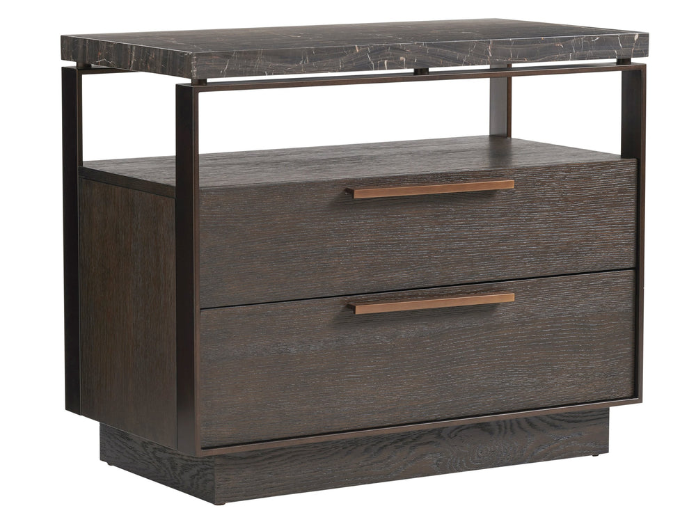 Lexington Barclay Butera Empire Bachelors Chest - Elegant Quartered White Oak Design With Alpine Marble Top And 2 Drawers Canyon  930-624