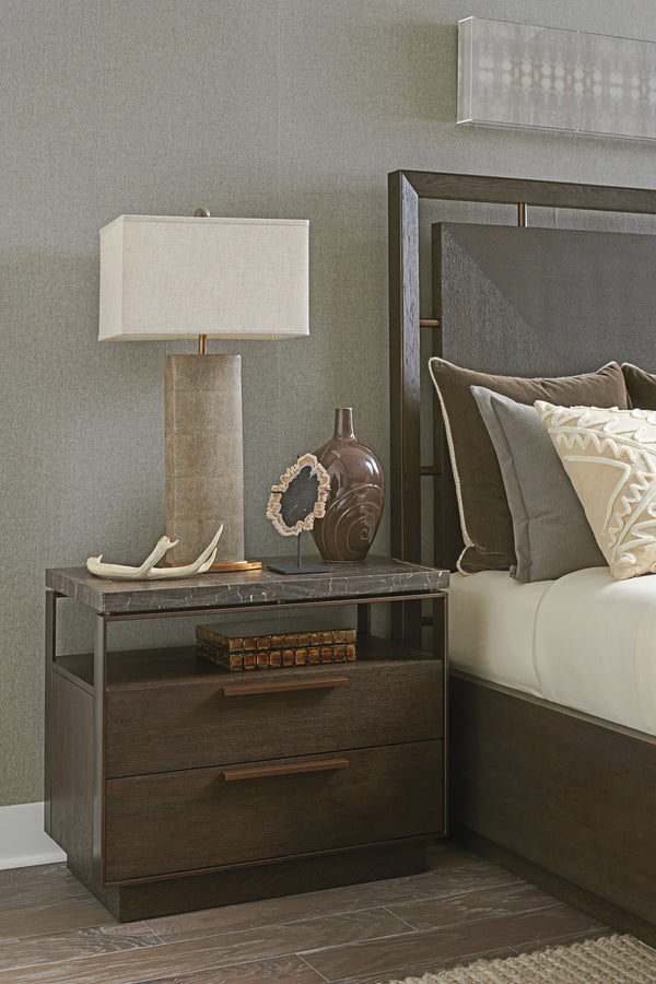 Lexington Barclay Butera Empire Bachelors Chest - Elegant Quartered White Oak Design With Alpine Marble Top And 2 Drawers Canyon  930-624