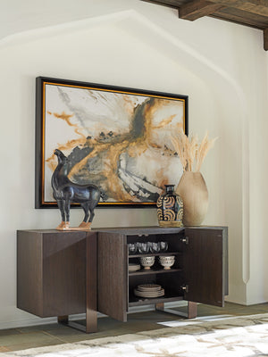 Lexington Barclay Butera Stein Buffet - Elegant Quartered White Oak Design With Adjustable Shelves & Modern Metal Accents Canyon  930-852