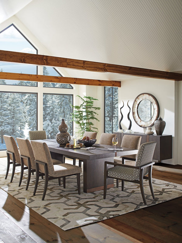 Lexington Barclay Butera Ironwood Rectangular Dining Table With Elegant Oak Grain And Decorative Bronze Metal Accents Canyon  930-877