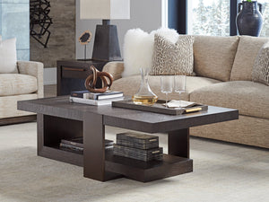 Lexington Barclay Butera Quarry Rectangular Cocktail Table: Modern Elegance In Quartered White Oak With Burnished Bronze Accents Canyon  930-943