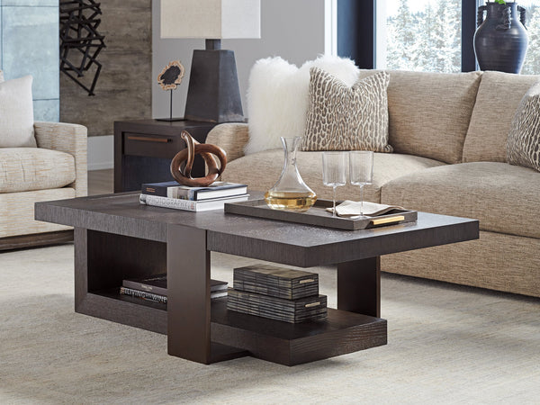 Lexington Barclay Butera Quarry Rectangular Cocktail Table: Modern Elegance In Quartered White Oak With Burnished Bronze Accents Canyon  930-943
