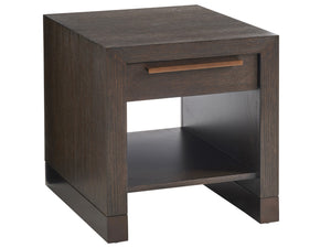 Lexington Barclay Butera Heber Elegant White Oak Drawer End Table With Metal Accents And Open Compartment For Modern Living Canyon  930-956