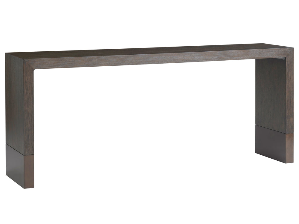 Lexington Barclay Butera Deer Valley Console Table - Elegant Quartered White Oak Design With Burnished Bronze Metal Accents Canyon  930-966
