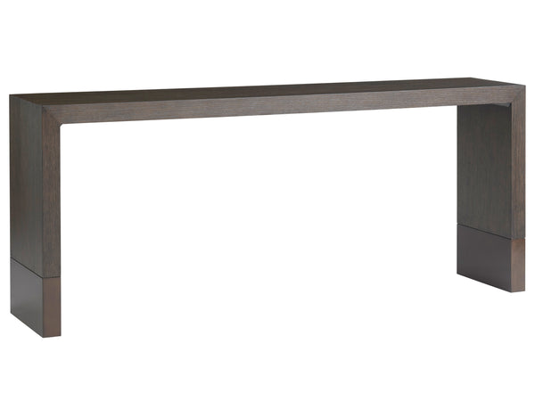Lexington Barclay Butera Deer Valley Console Table - Elegant Quartered White Oak Design With Burnished Bronze Metal Accents Canyon  930-966