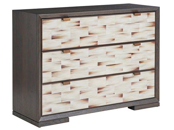 Lexington Barclay Butera Juniper Hall Chest - Elegant Quartered White Oak Design With Faux Horn Front And Burnished Bronze Accents Canyon  930-973