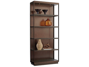 Lexington Barclay Butera Sugarloaf Etagere - Elegant Quartered White Oak Design With Led Lighting And Ultra-clear Glass Shelves Canyon  930-991