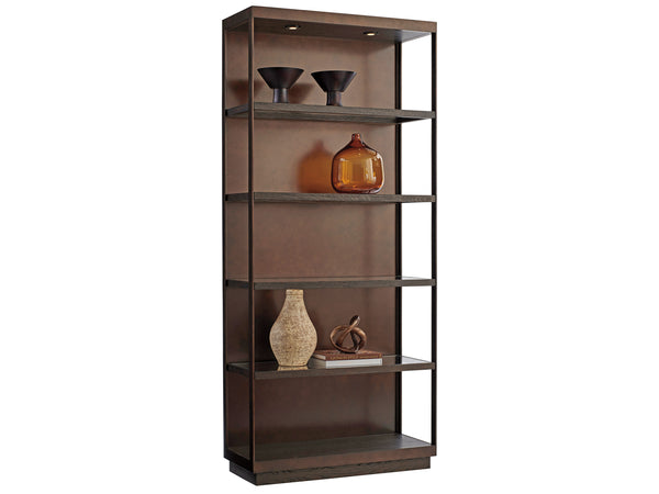 Lexington Barclay Butera Sugarloaf Etagere - Elegant Quartered White Oak Design With Led Lighting And Ultra-clear Glass Shelves Canyon  930-991
