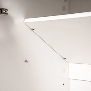 English Elm 71" Fluted Tall Arched Pantry Cabinet with Tempered Glass Door, Adjustable Shelves, Silent Drawer, Anti-Tip Safety and Stylish Metal Handles for Kitchen Living Dining White W2917P384723