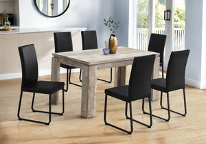 English Elm Dining Table Taupe 60" Reclaimed Wood Look Rectangular Seating for 6 Thick Block Legs Modern Durable Stylish B2710P286987