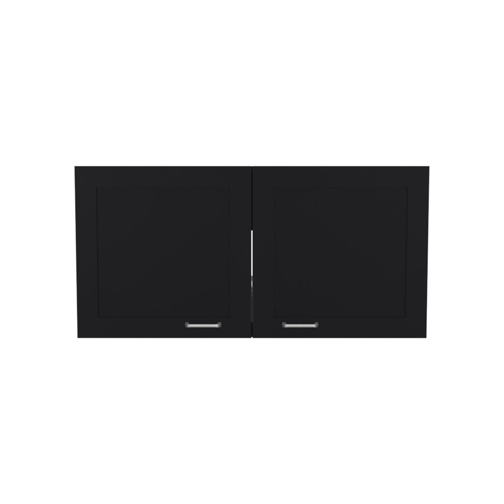 English Elm Zurich Contemporary Black Wengue Wall Cabinet 39" Wide Double-Door with Shelf for Kitchen Storage B200P335346