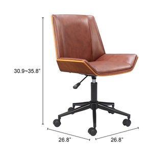 Zuo Modern Maker Office Chair - Stylish Modern Design With High-quality Vinyl, Plywood, And Steel Construction Brown 100% Polyurethane,Plywood,Steel 110567-zuo-modern