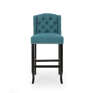 English Elm Christopher Knight Home® - Vienna Tufted Wingback Counter Stools Set of 2 — Button-Tufted Fabric, Nailhead Trim, Rubberwood Frame Teal 64856.00T