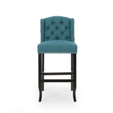 Christopher Knight Home® - Noble House - - Vienna Contemporary Fabric Tufted Wingback 31 Inch Counter Stools, Set Of 2, Teal And Dark Brown