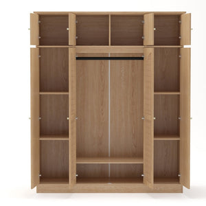 English Elm 70.87"tall Rattan Door Armoire Freestanding Wardrobe with Adjustable Shelves Hanging Rod Natural W757S00054