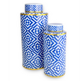 Blue & White Optical Tea Jar Set of 2