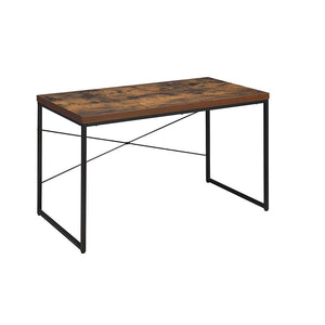 English Elm Industrial Writing Desk with Weathered Wood Top and Metal Frame, Sturdy Modern Laptop Workspace for Home Office Black,Oak 26 L x 51.5 W x 4 H B2741P335212