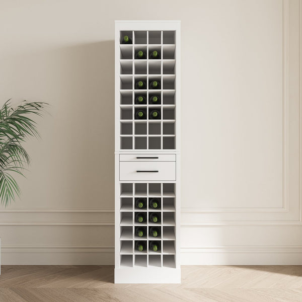 English Elm brown Modular 28-Bottle Wine Cabinet Buffet Cabinet - Dark Melamine Finish, 28-Slot Storage, Compact_x0015_ White W331P266134
