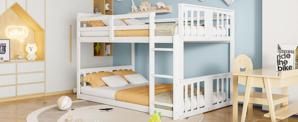 English Elm Twin Over Kids Bunk Bed Solid Pine Frame Gray Finish with Safety Guardrail N708P242163K