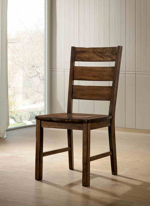 English Elm Industrial 2pc Side Chair Walnut Finish Ladder Back Wooden Seat Live Edge Industrial Accent Design B2741P408879