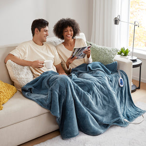 JLA Home Beautyrest - Throw Beautyrest Heated Oversized Microlight to Berber Reversible Throw with Secure Comfort Tech, Low EMF, 5-Year Warranty BR54-0308