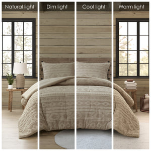 English Elm 3 Pcs King/Cal King Chenille Oversized Comforter Set – Luxurious Tan Tufted Design For Cozy Sleep B035P319510