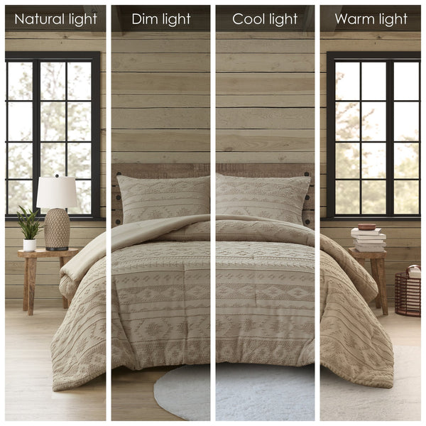 English Elm 3 Pcs King/Cal King Chenille Oversized Comforter Set – Luxurious Tan Tufted Design For Cozy Sleep B035P319510