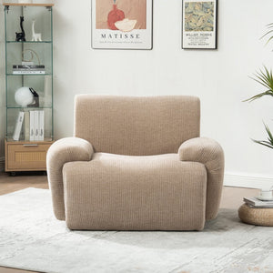 English Elm 42" Wide Chenille Stripe Accent Chair Deep Seat Foam Lounge for Bedroom or Apartment Taupe W3118P453257