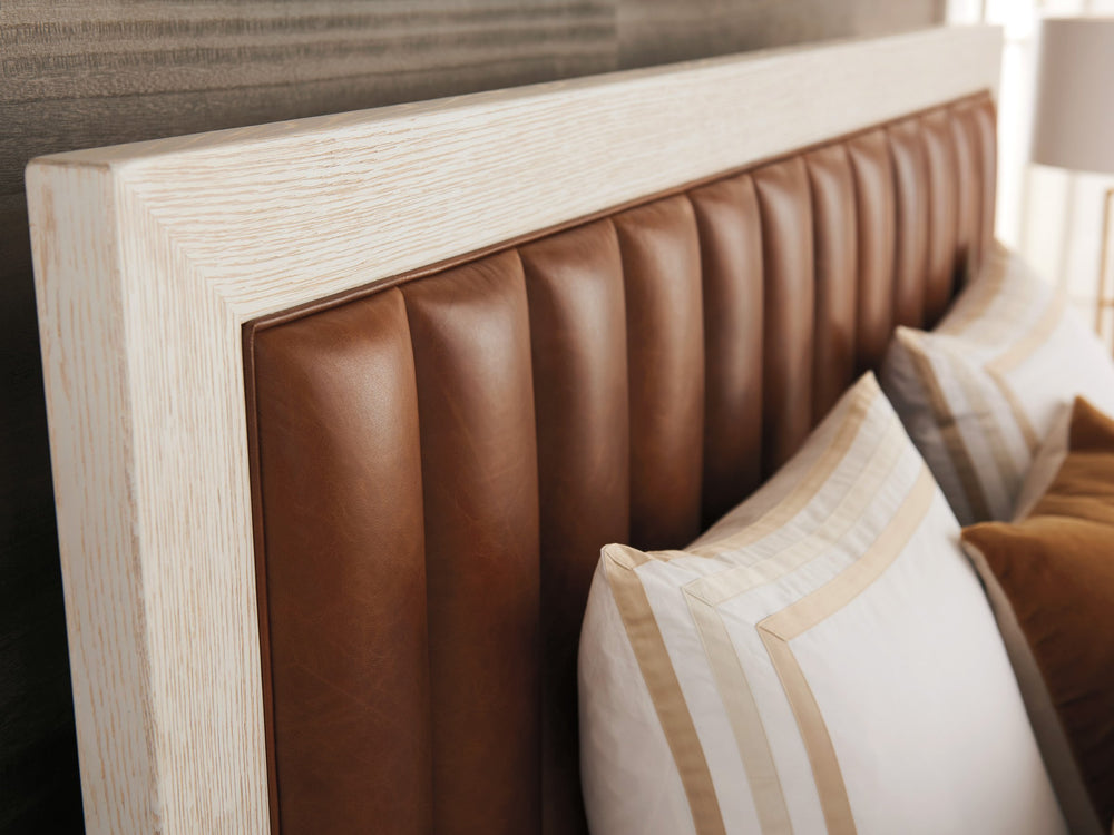 Lexington Cambria California King Leather Headboard with Channel Tufting for a Coastal Bedroom 931-155HB