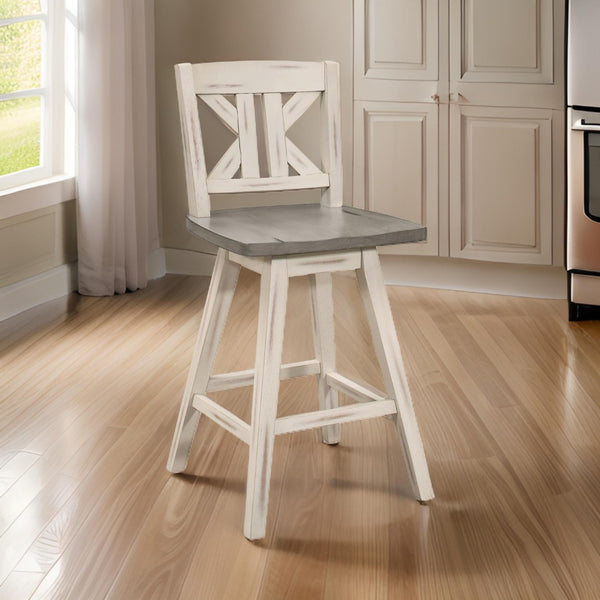 English Elm Ati Swivel Barstools Set of 2 Solid Rubberwood X Back Farmhouse Kitchen Seating B056P416898