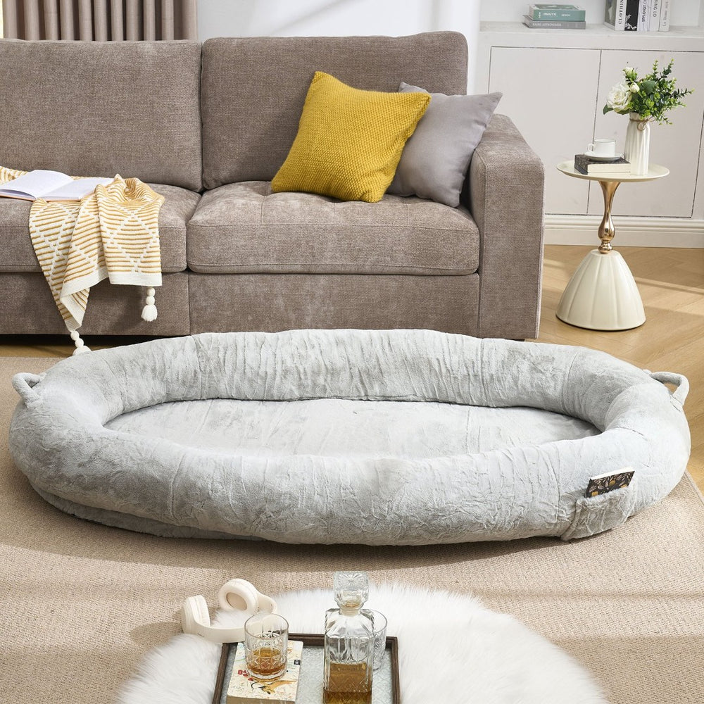English Elm Human Dog Bed Oversized Memory Foam Floor Lounger with Plush Surface and Storage Pocket W2705P255385