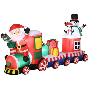 English Elm Outsunny 8Ft Inflatable Christmas Train With Santa, Snowman, Penguin & Gifts – Led Yard Decor! W2225P229102-GIGA
