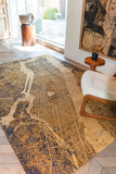 Louis de Pootere Cities New York 100% PET Poly Mechanically Woven Jacquard Flatweave Abstract Rug Gatsby Gold 7'10"