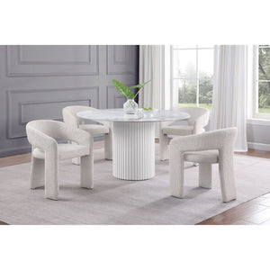 English Elm Quincy Round Sintered Stone Pedestal Dining Table Marble Look Seats Six B062S01390
