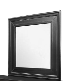 English Elm SHAKER Crocodile Metallic Grey Mirror for Pompei Dresser — Large Beveled Glass, Solid Wood/MDF Frame B201P215902