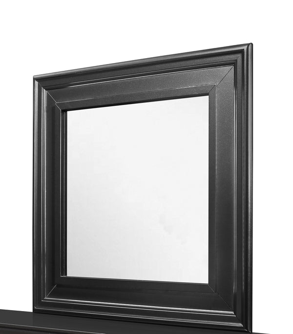 English Elm SHAKER Crocodile Metallic Grey Mirror for Pompei Dresser — Large Beveled Glass, Solid Wood/MDF Frame B201P215902