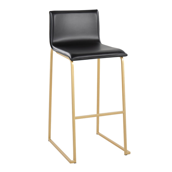 English Elm Mara Modern Barstools Set Of 2 In Luxe Black Faux Leather & Gold Steel For Stylish Spaces B202P222229
